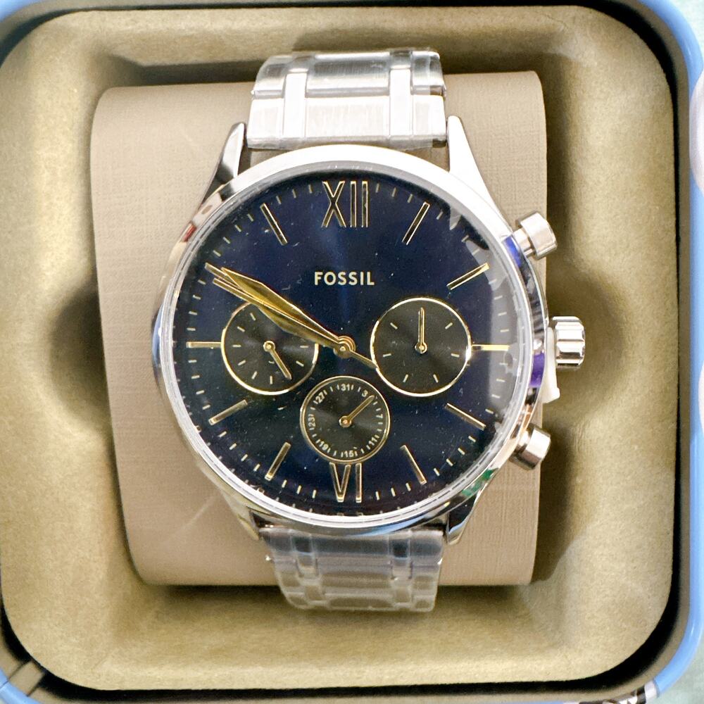 Fossil BQM7102 Fenmore Multifunction Men's Watch Blue Gold Dial BQ7102
